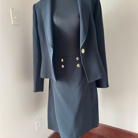 Tahari Jackets & Blazers - Tahari dark navy Blazer and Skirt Set with Gold Buttons